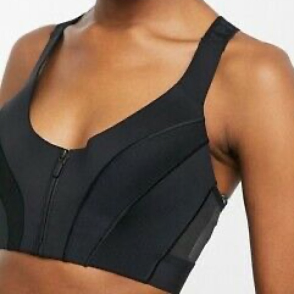 adidas Ivy Park Medium Support Black Zip Front Bra Bralette Racerback Size XS